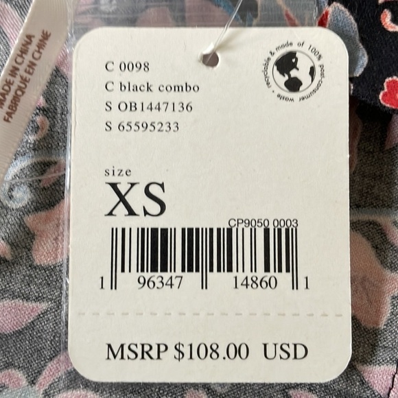 NWT FREE PEOPLE Sasha Printed Mini dress size XS black combo - Picture 7 of 9